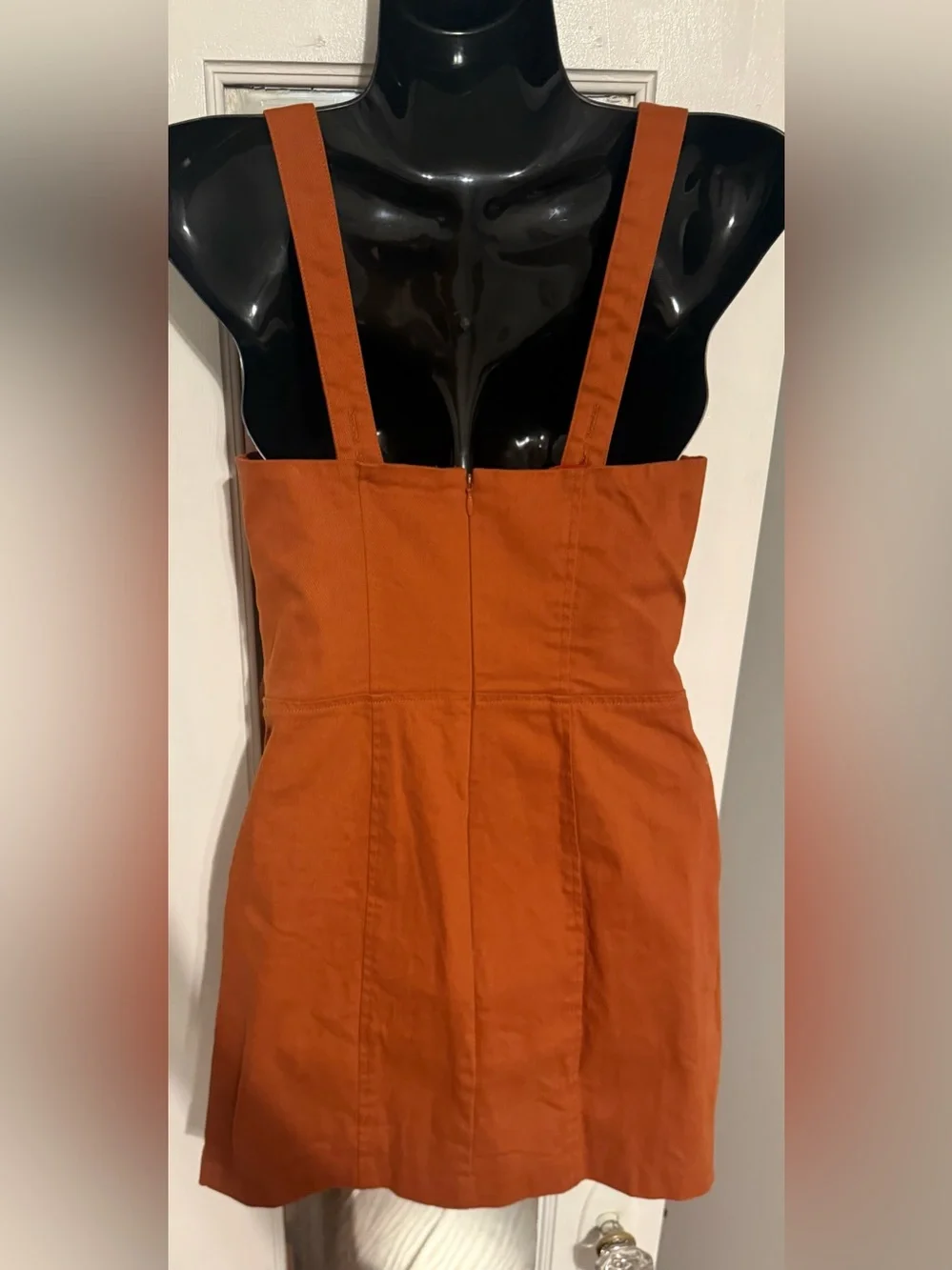 Tularosa Janis Rust Orange Cotton Blend Lace Up Corset Mini Dress Sz XS